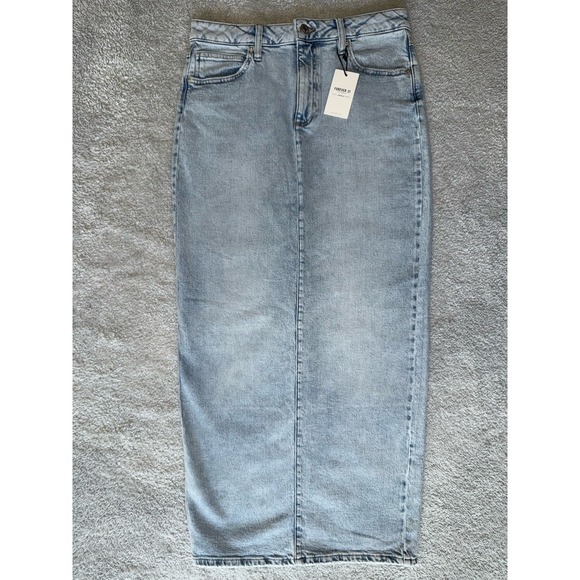 NWT Forever 21 Long Denim Jean Skirt Women's Size Large - Picture 1 of 10